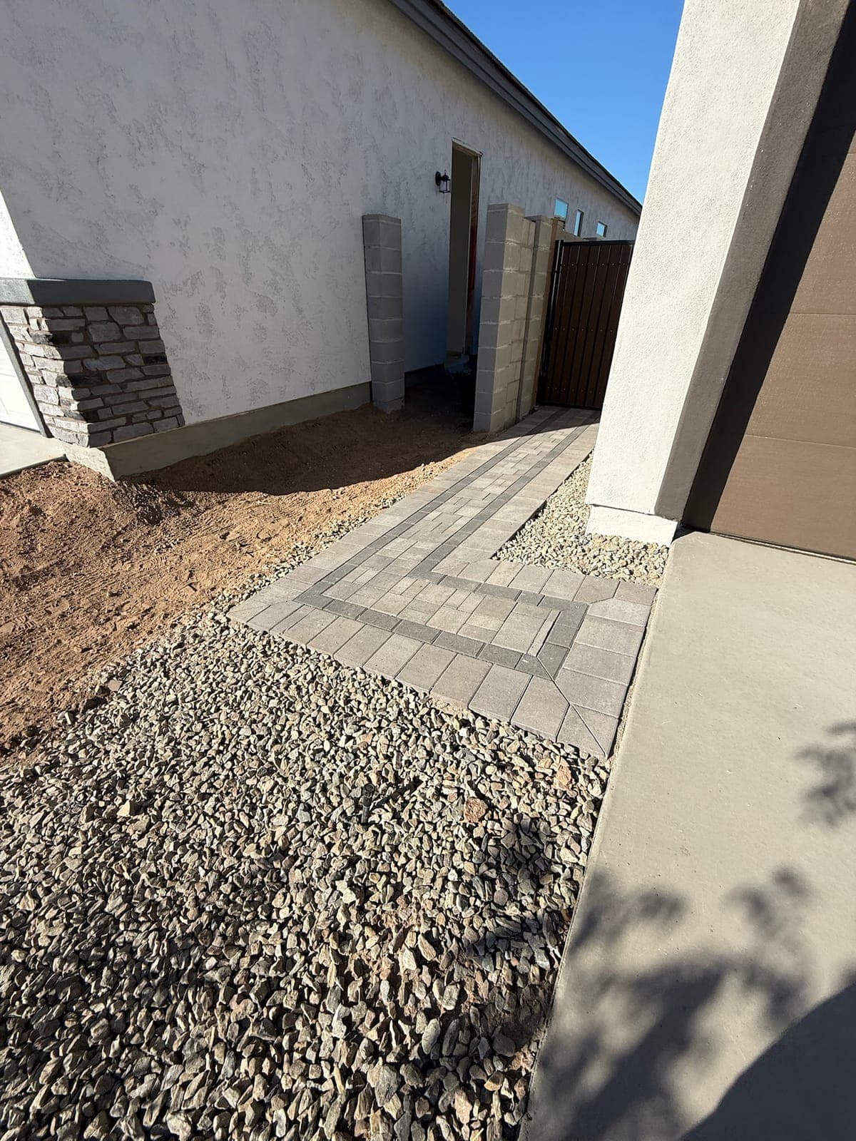 Small backyard paver and gravel design in Tempe, Arizona